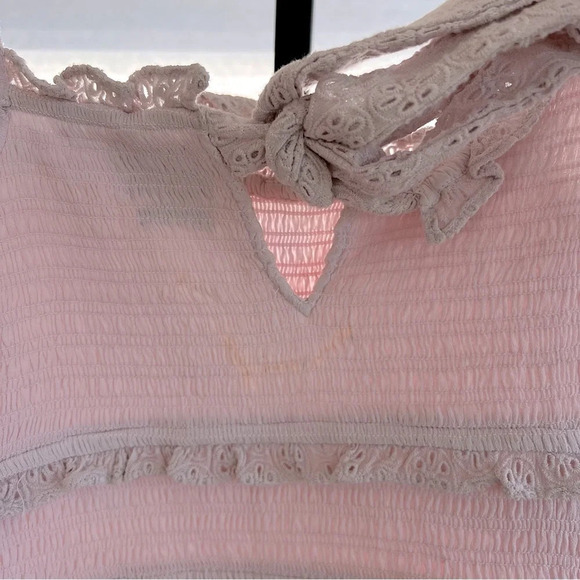 Saylor Demetria Square Neck Smock Floral Eyelet Mini Dress Lilac Large Feminine - Picture 5 of 6